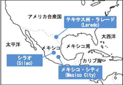 図 1：アメリカ・メキシコ国境地図